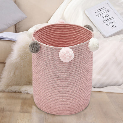 Dia 32cm Cotton Laundry Basket Pink Clothes Hamper