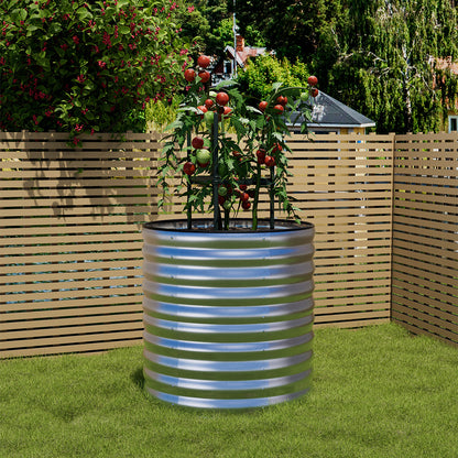 Silver 80cm Round Galvanized Steel Raised Garden Bed