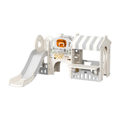 Grey Toddler Slide Climber Playhouse Combo For Outdoor Indoor Playground