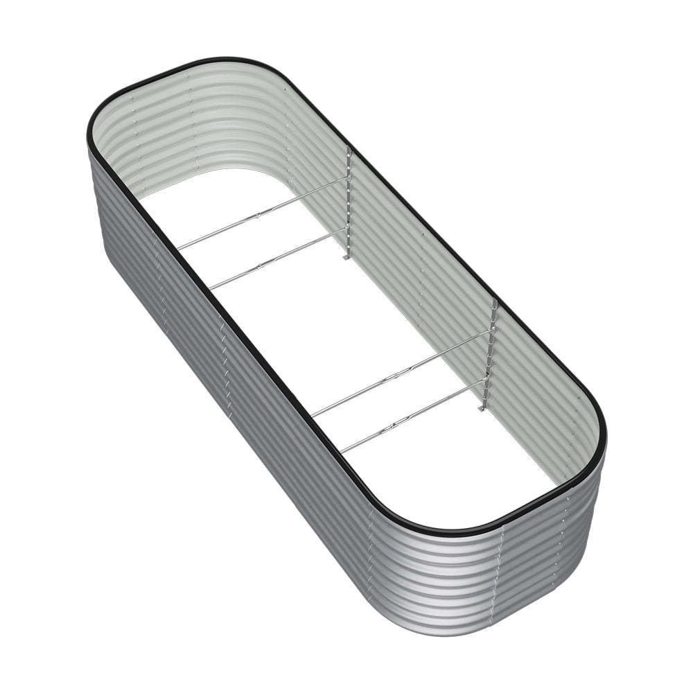 Silver 240cmW x 56cmH Oval Shaped Galvanized Steel Raised Garden Bed