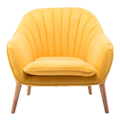 Velvet Scallop Back Armchair with Detachable Cushion Yellow