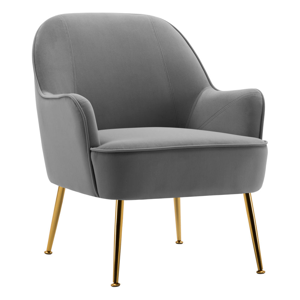 Leisure Velvet Armchair, Light Grey