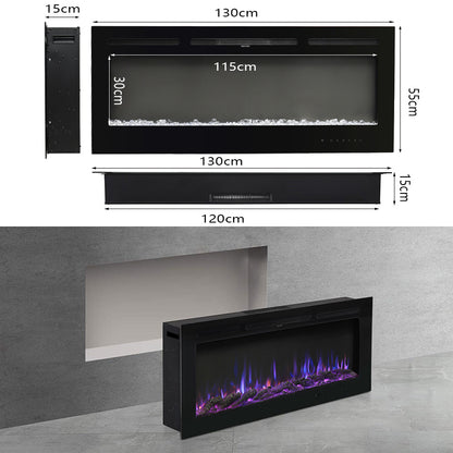 50 Inch Wall Mounted Electric Fireplace with Remote 12 Colours