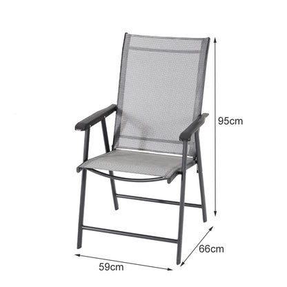 Set of 5 Garden 105CM Patio Glass Umbrella Rectangle Table and Folding Chairs Set