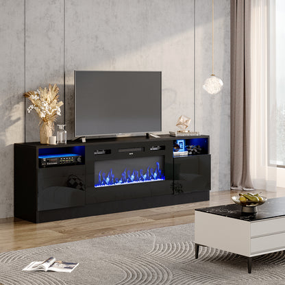 Black Recessed 36 inch Electric Fireplace 3 Flame Colours with TV Stand