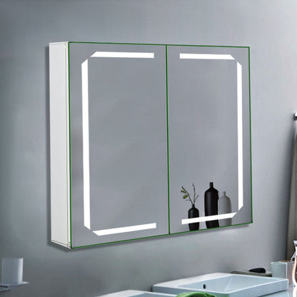 Double Door LED Mirror Cabinet with Shaver Socket 650mm x 600mm