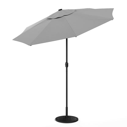 3M Large Garden LED Parasol Outdoor Beach Umbrella with Light Sun Shade Crank Tilt with 10KG Round Base, Light Grey