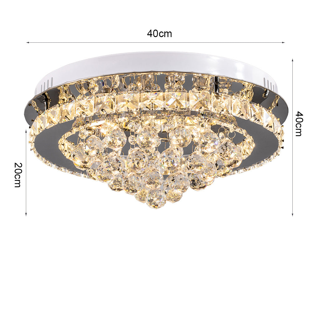 Modern Round LED Ceiling Light Crystal Chandelier Lamp, 40CM Dimmable