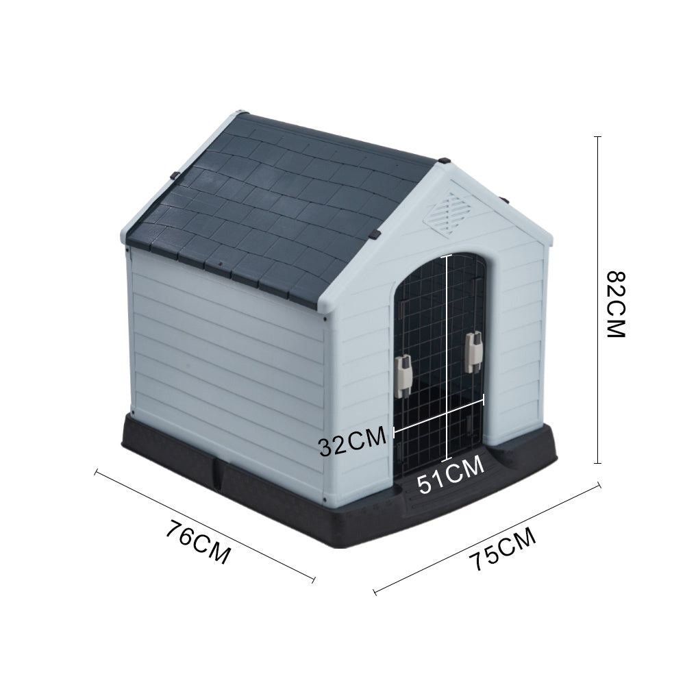 Grey Outdoor Waterproof Dog House with Air Vents and Door