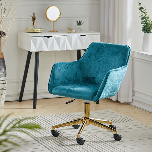 Velvet Upholstered Home Office Swivel Task Chair