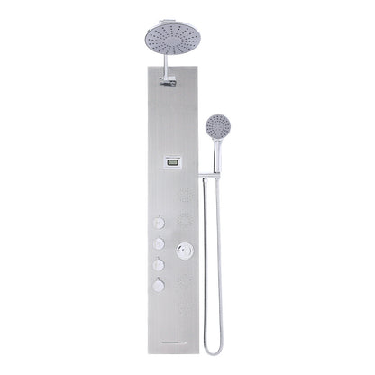 Silver Adjustable Shower Panel with Body Massage Jets