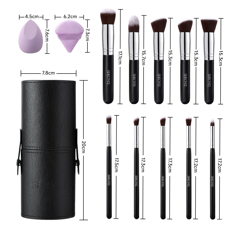 Makeup Brush Set 10 Pcs for Foundation Powder Concealers Eye Shadows Blush