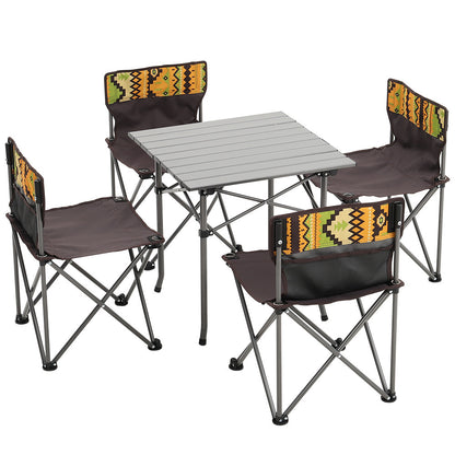 Portable Outdoor Picnic Camping Table and Chair Set Four Chairs