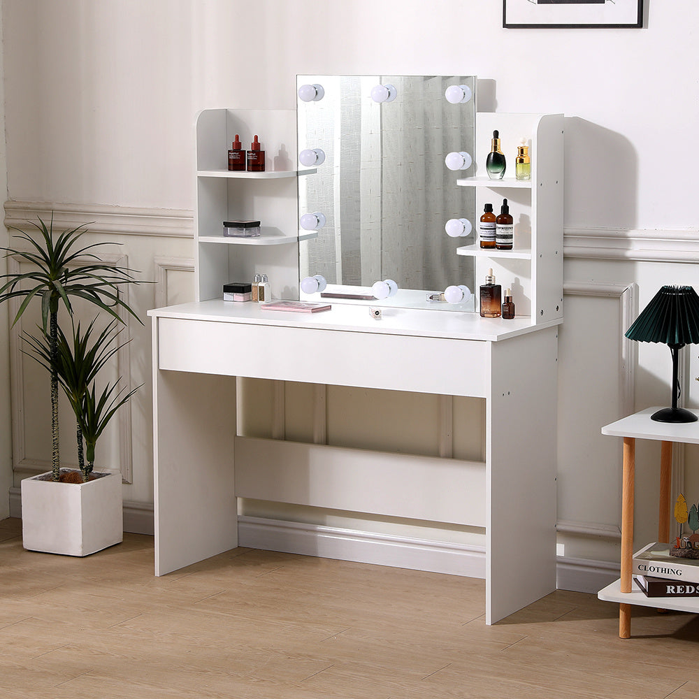 White 108cm Modern Hollywood Vanity Desk with Lighted Mirror