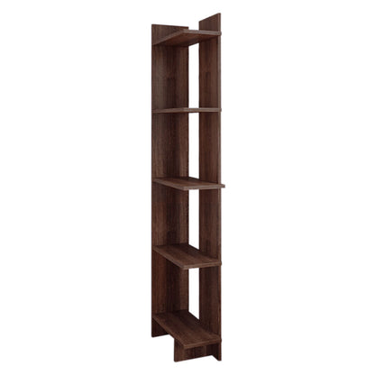 5 Tier Corner Storage Bookshelf Shelving Unit Walnut