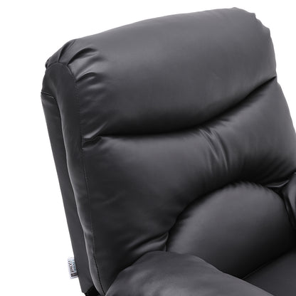 Black Manual Faux Leather Recliner Armchair