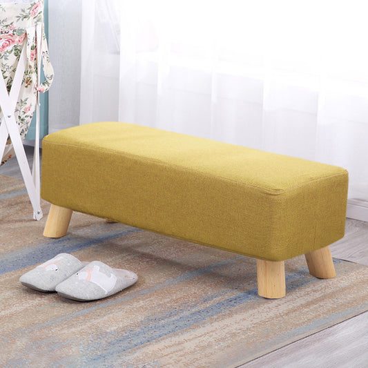 Yellow Rectangular Footrest with Solid Wooden Legs