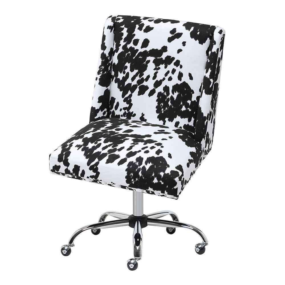 Velvet Office Chair Black and white spots 5-Claw Metal Legs