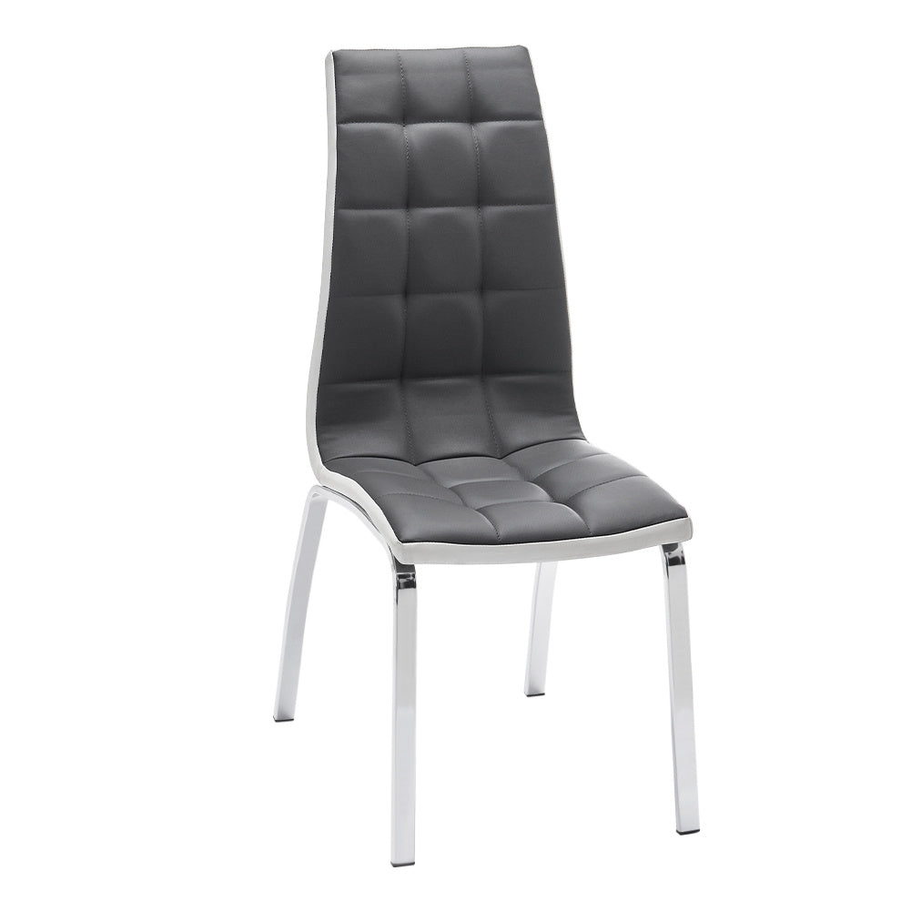 Grey Faux Leather Dining Chair with Metal Legs