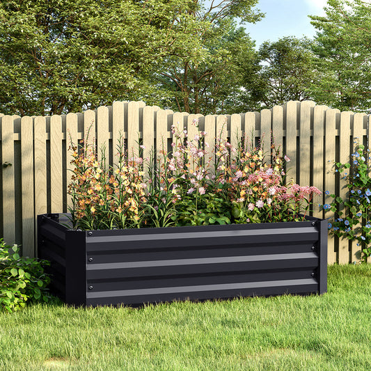 Charcoal Black 100cm W Galvanized Steel Raised Garden Bed Planter Box
