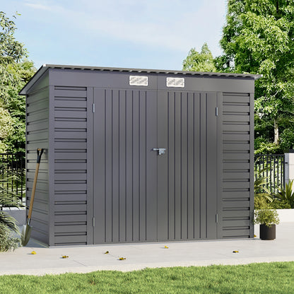 Outdoor Galvanized Steel Storage Shed with Dual Doors