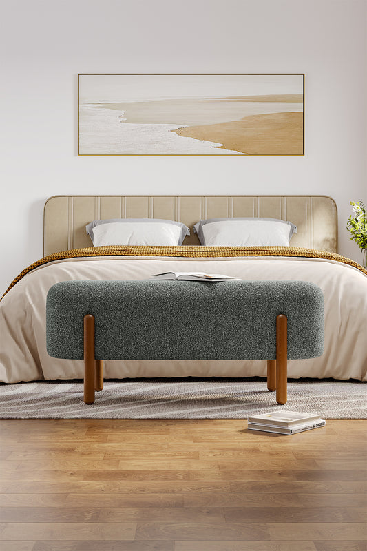 Contemporary Upholstered Bench Grey