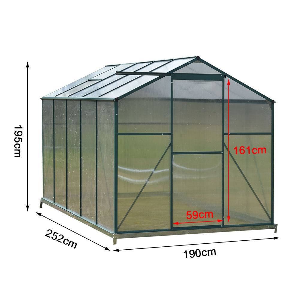 8' x 6' ft Garden Hobby Greenhouse Green Framed with Vents