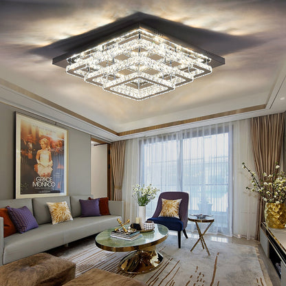 Modern LED Ceiling Light Crystal Chandelier Lamp 70CM Cool White