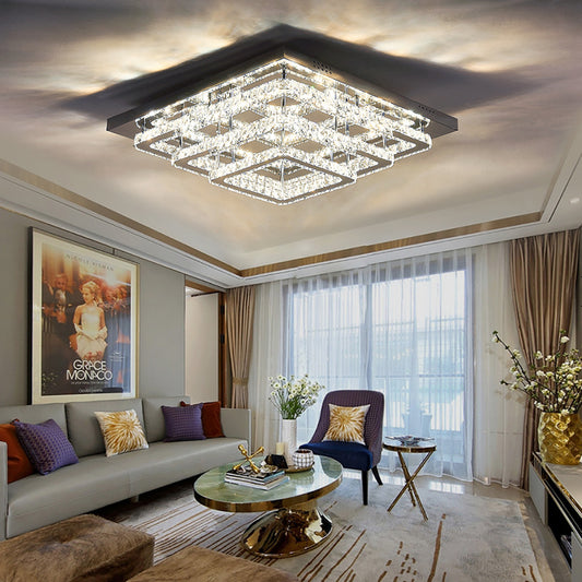 Modern LED Ceiling Light Crystal Chandelier Lamp 70CM Cool White