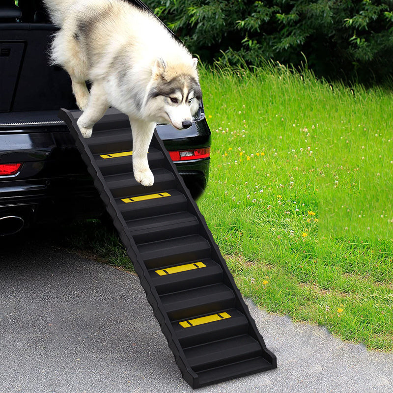 Black Folding Portable Dog Pet Stairs Ramp