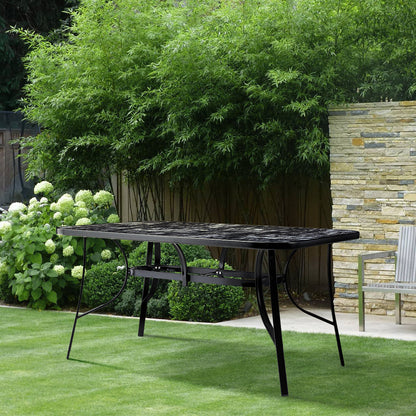 Black Rectangular Garden Tempered Glass Marble Coffee Table