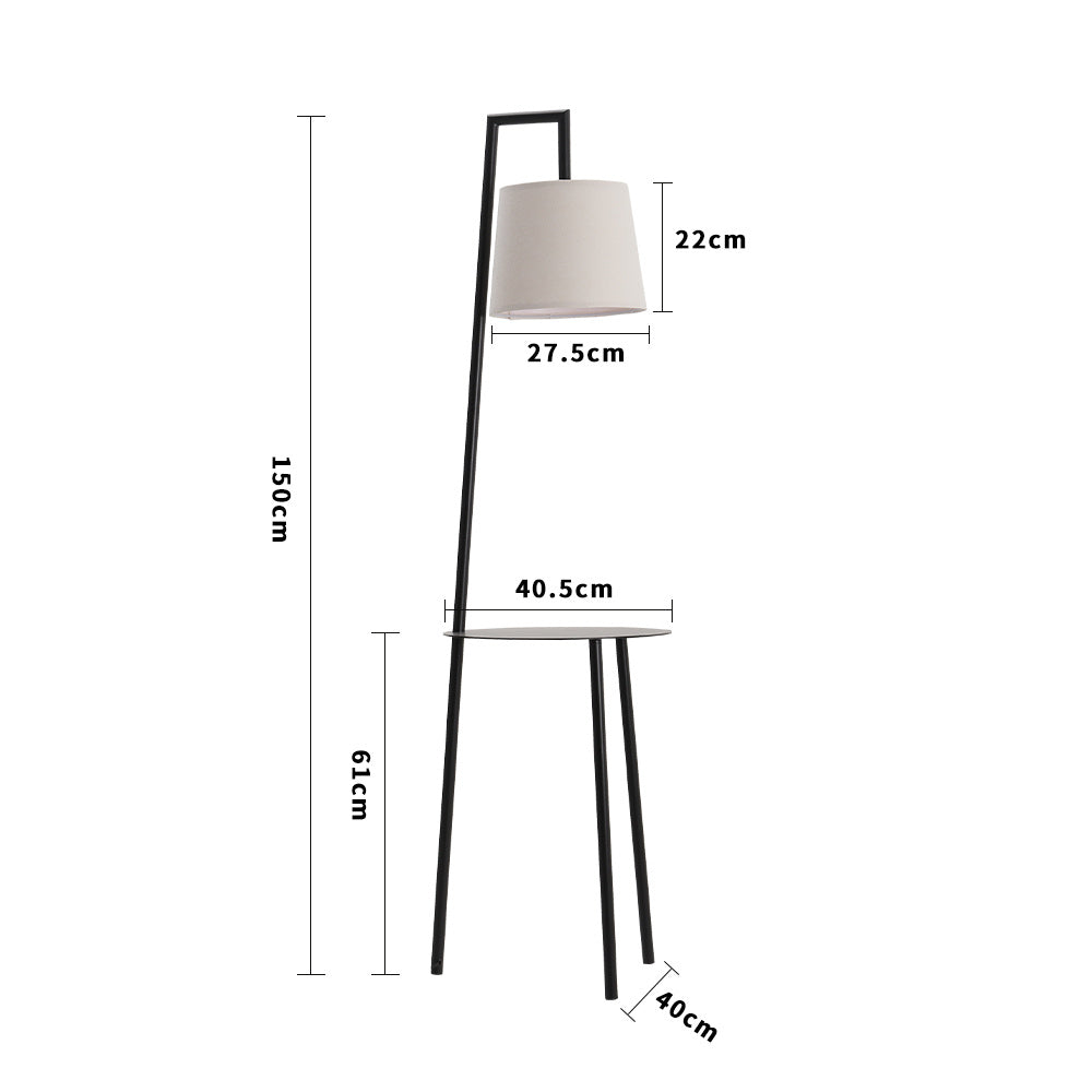 Metal Tray Table Floor Lamp with Linen Lampshade