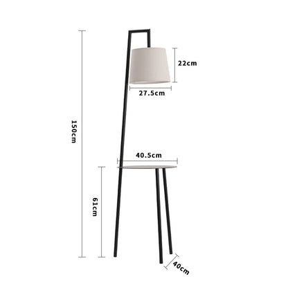 Metal Tray Table Floor Lamp with Linen Lampshade