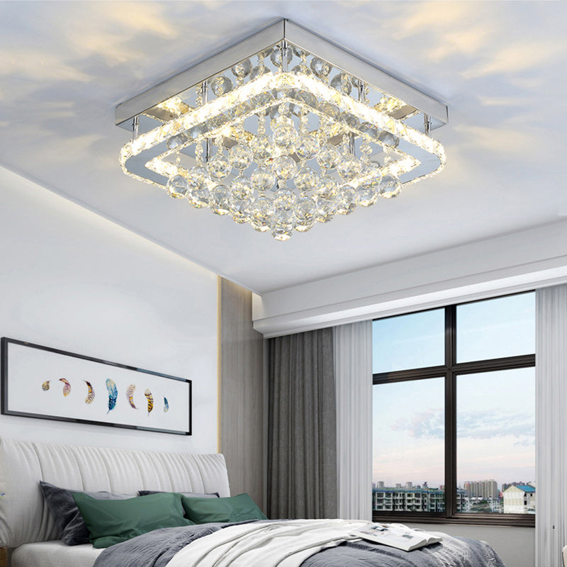 40CM Square LED Crystal Chandelier Pendant Ceiling Light Dimmable