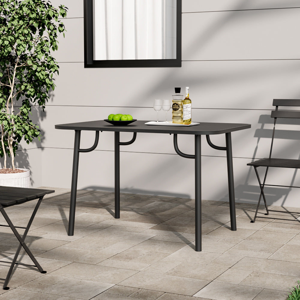 Black Rectangular 120x80cm Outdoor Garden Metal Table