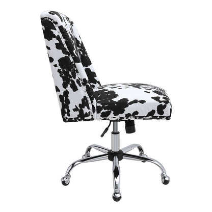 Velvet Office Chair Black and white spots 5-Claw Metal Legs