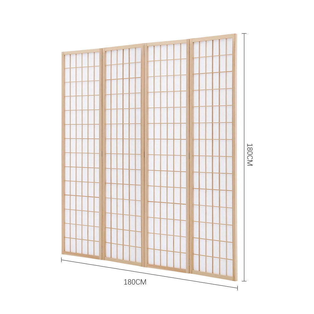 4 Panel Solid Wood Folding Room Divider Privacy Screen