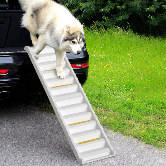 White Folding Portable Dog Pet Stairs Ramp