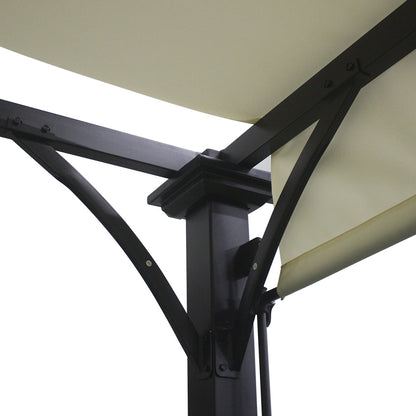 Black Outdoor Patio Pergola with Beige Retractable Canopy