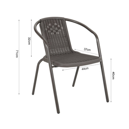 Outdoor Patio Metal Coffee Wicker Dining Chairs Set of 2 Brown