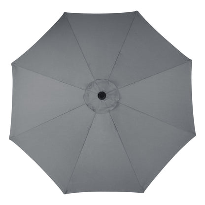 3M Dark Grey Parasol Umbrella Patio Sun Shade Crank Tilt with Round Base