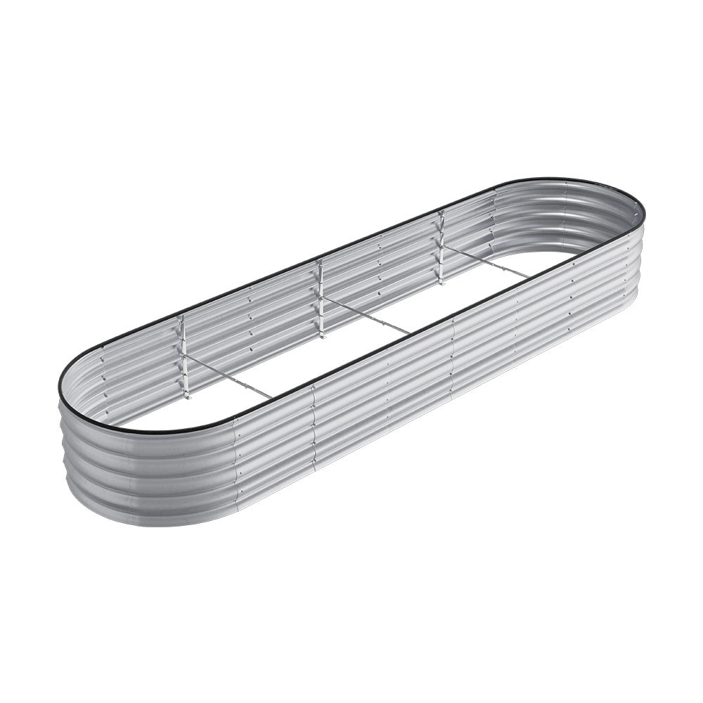 Silver 320cm Oval Shaped Galvanized Steel Raised Garden Bed