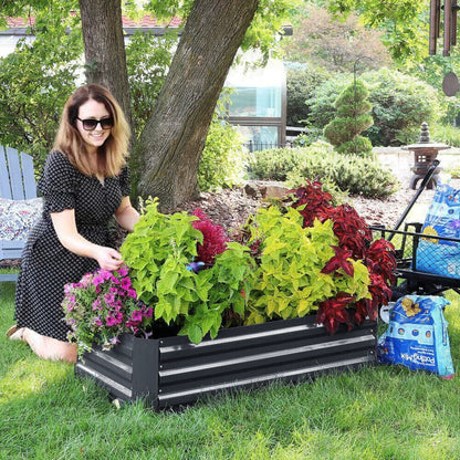 Charcoal Black 100cm W Galvanized Steel Raised Garden Bed Planter Box