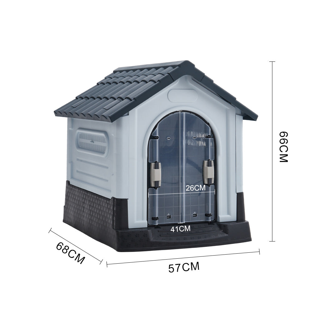 Grey Weatherproof Plastic Dog House Kennel