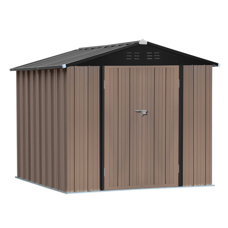 8ft x6ft Brown Metal Garden Shed Garden Storage