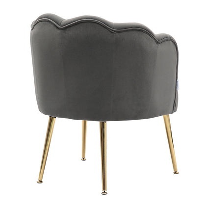 Modern Frosted Velvet Shell Accent Armchair Grey