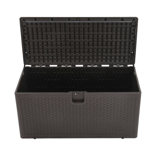 Brown 99 Gallon Rattan Outdoor Deck Box