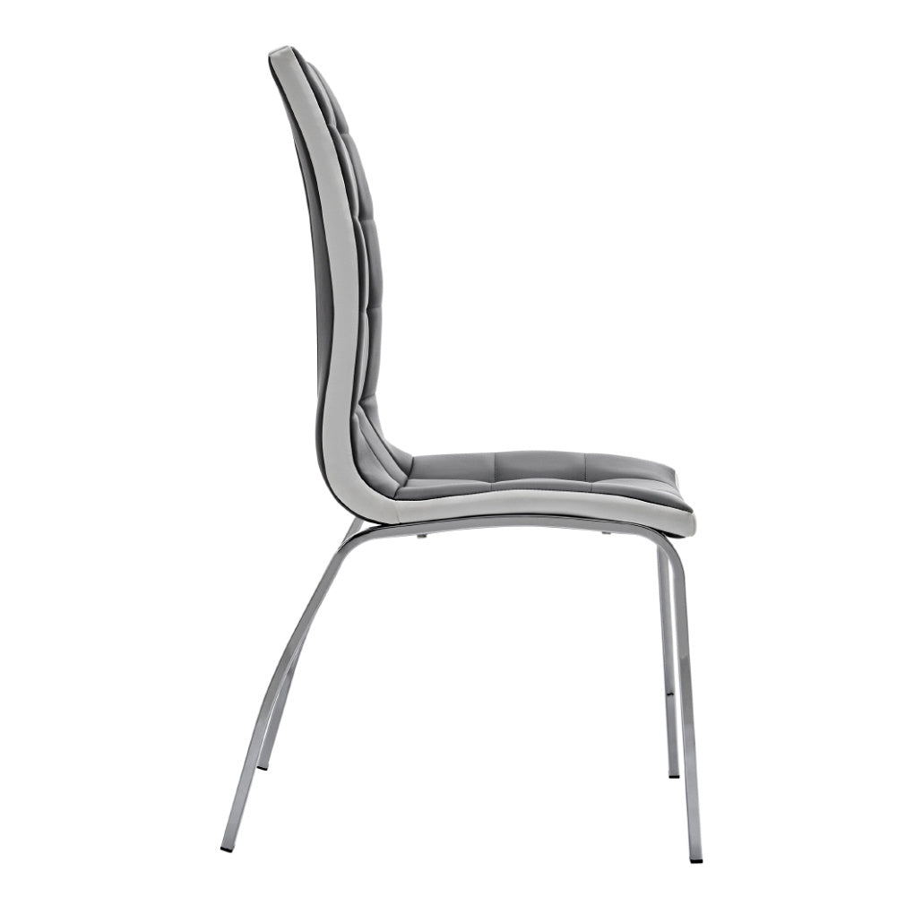 Grey Faux Leather Dining Chair with Metal Legs