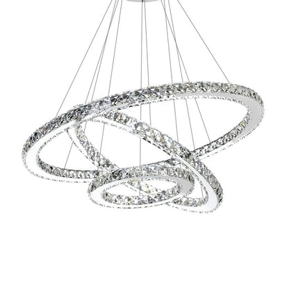 White LED Chandelier Lamp Wire Pendant Crystal Ceiling Lights, 20+40+60CM