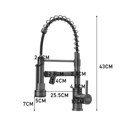 Grey Stainless Steel Kitchen Faucet with Pull Down Spring Spout Single Hole Faucet Grey